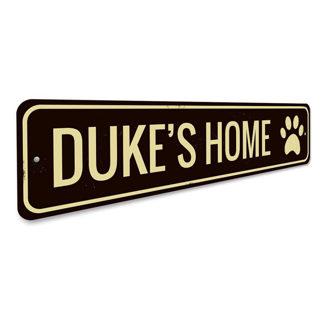 Pet’s Home Sign, Personalized Pet Name Paw Print Sign, Custom Metal Wall Decor