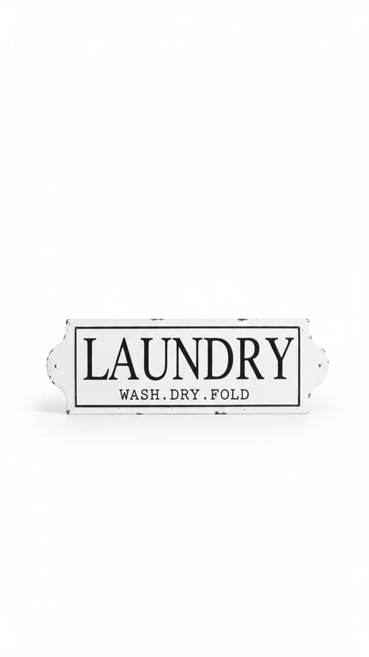 Stratton Home Decor Laundry Enamel Vintage Metal Wall Art, White