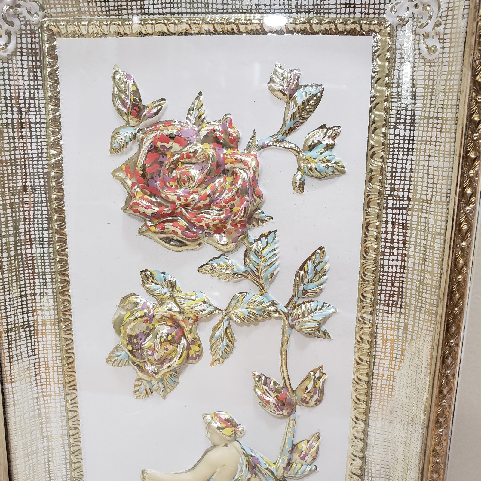 Four Seasons Floral Wall Art 3D Metal Plaques 3pc Florentine Hollywood Regency