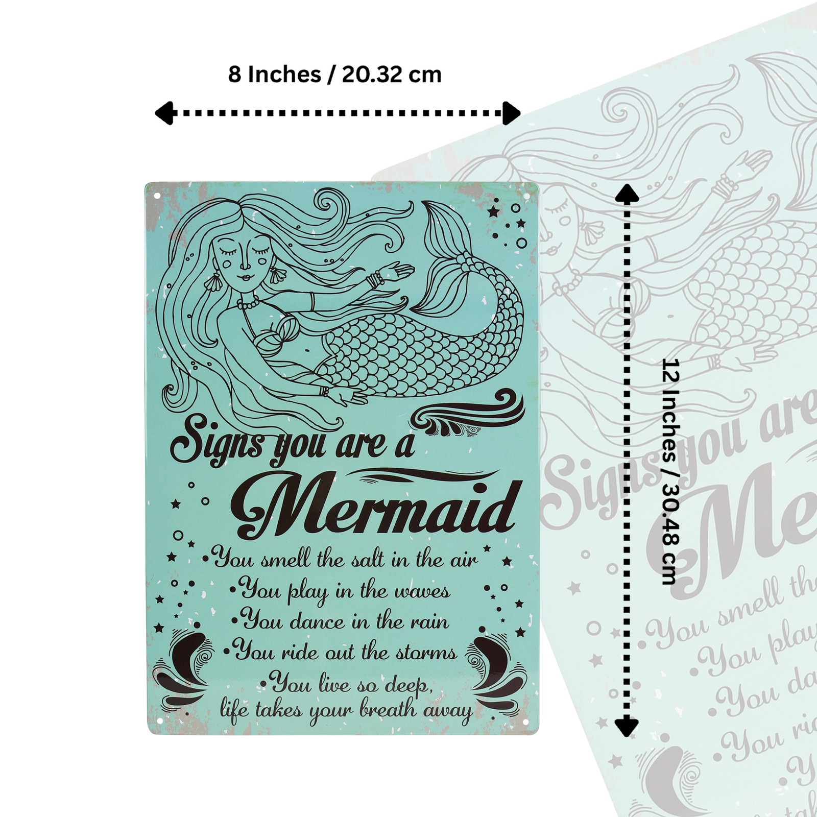 Signs You Are A Mermaid Funny Metal Sign for Girls Room Bathroom or Living Decor