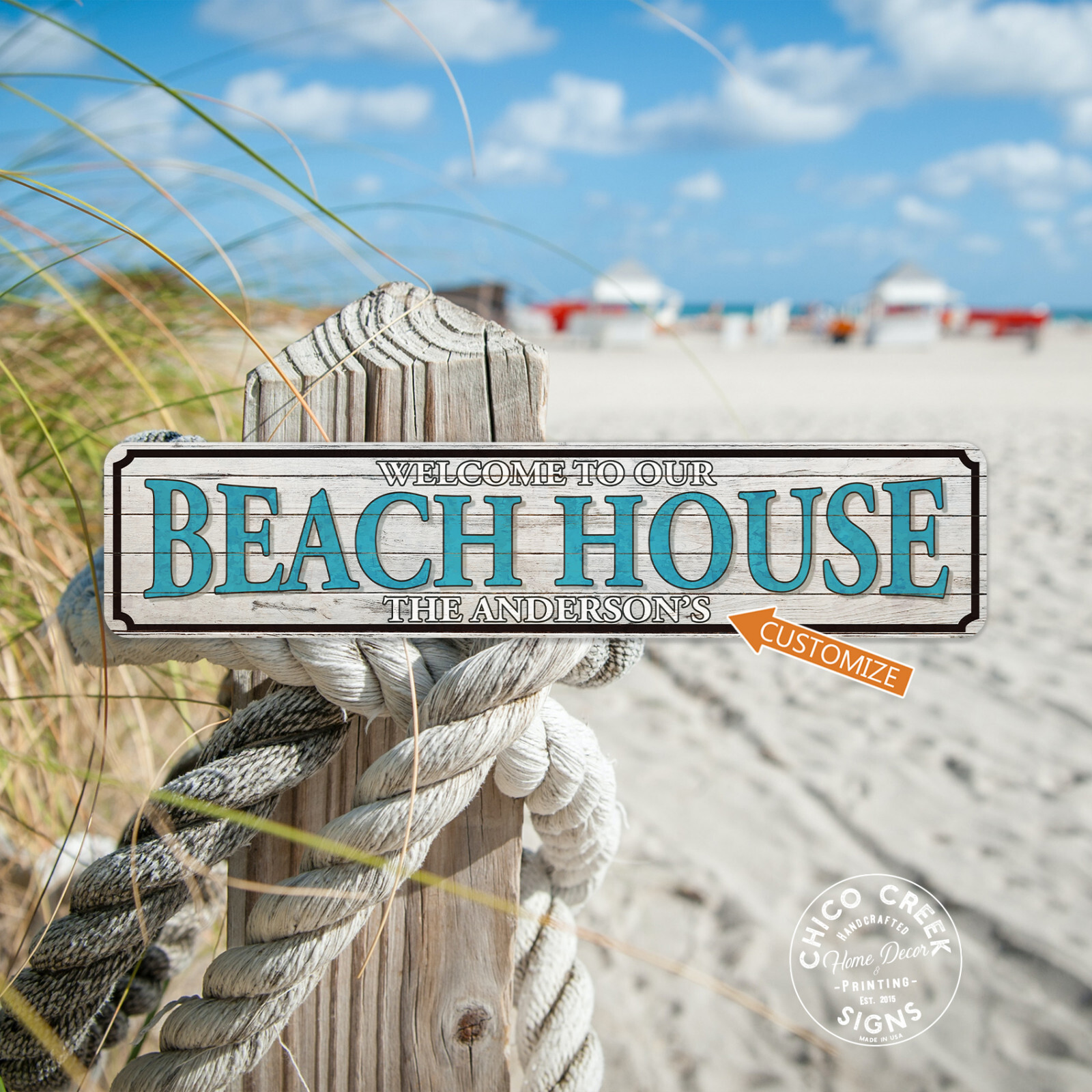 Personalized Welcome To Our Beach House Sign Ocean Surf Cabin Sea 104182002089
