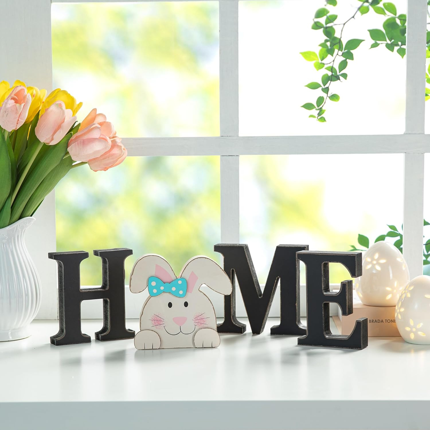 Wooden Home Sign with Changeable Icons 10Pcs, Home Sign with Interchangeable Hol