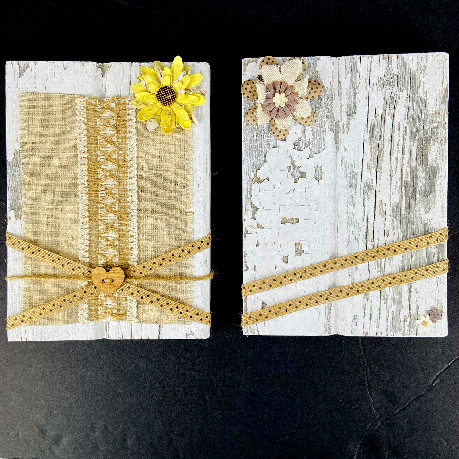 Wall Hangings Picture Holders Cottagecore Rustic Solid Wood White 8.5X6.125X.75″