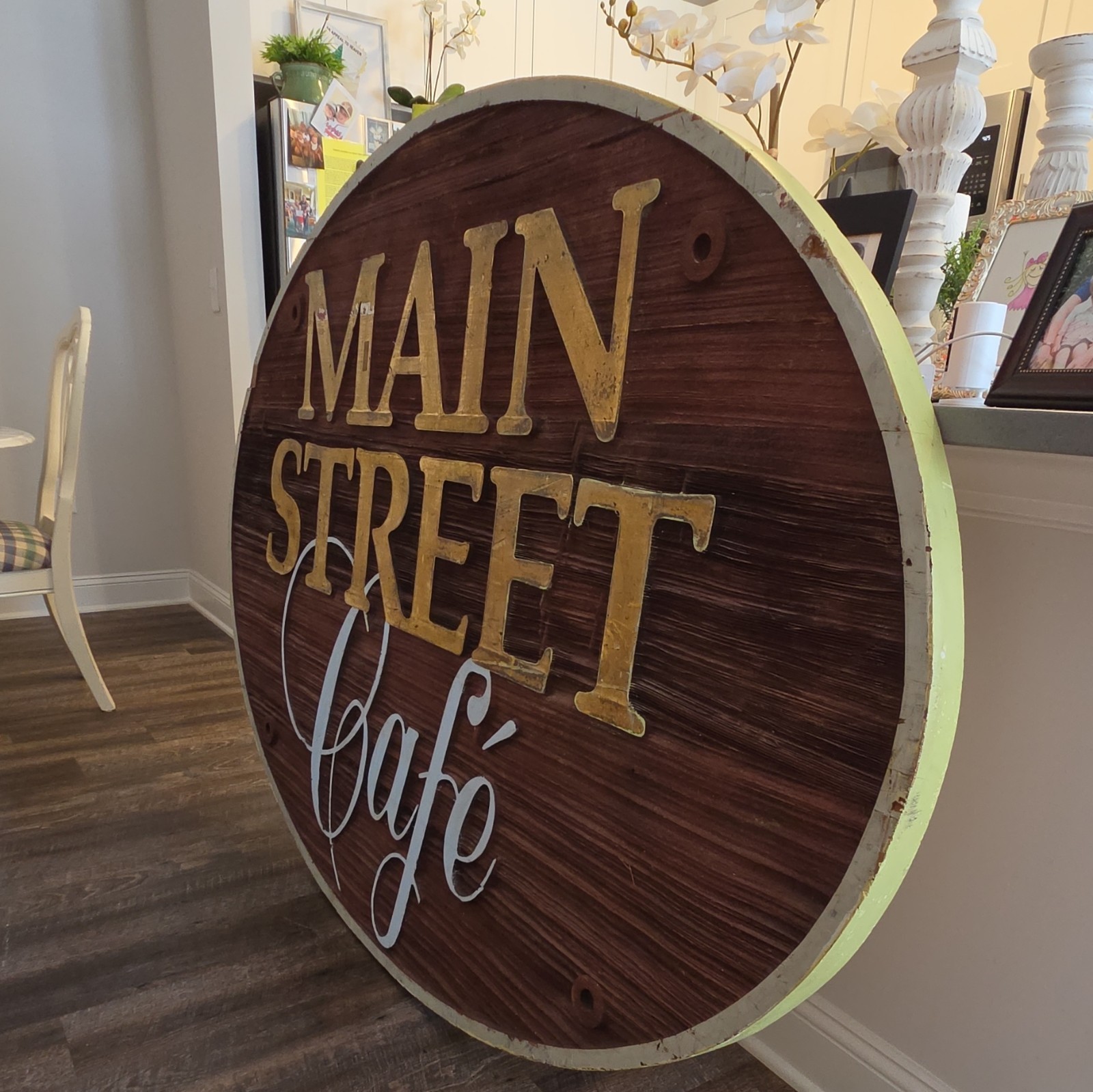Large Antique Sign Main Street Cafe + Sillyheart Boutique Doublesided Home Decor