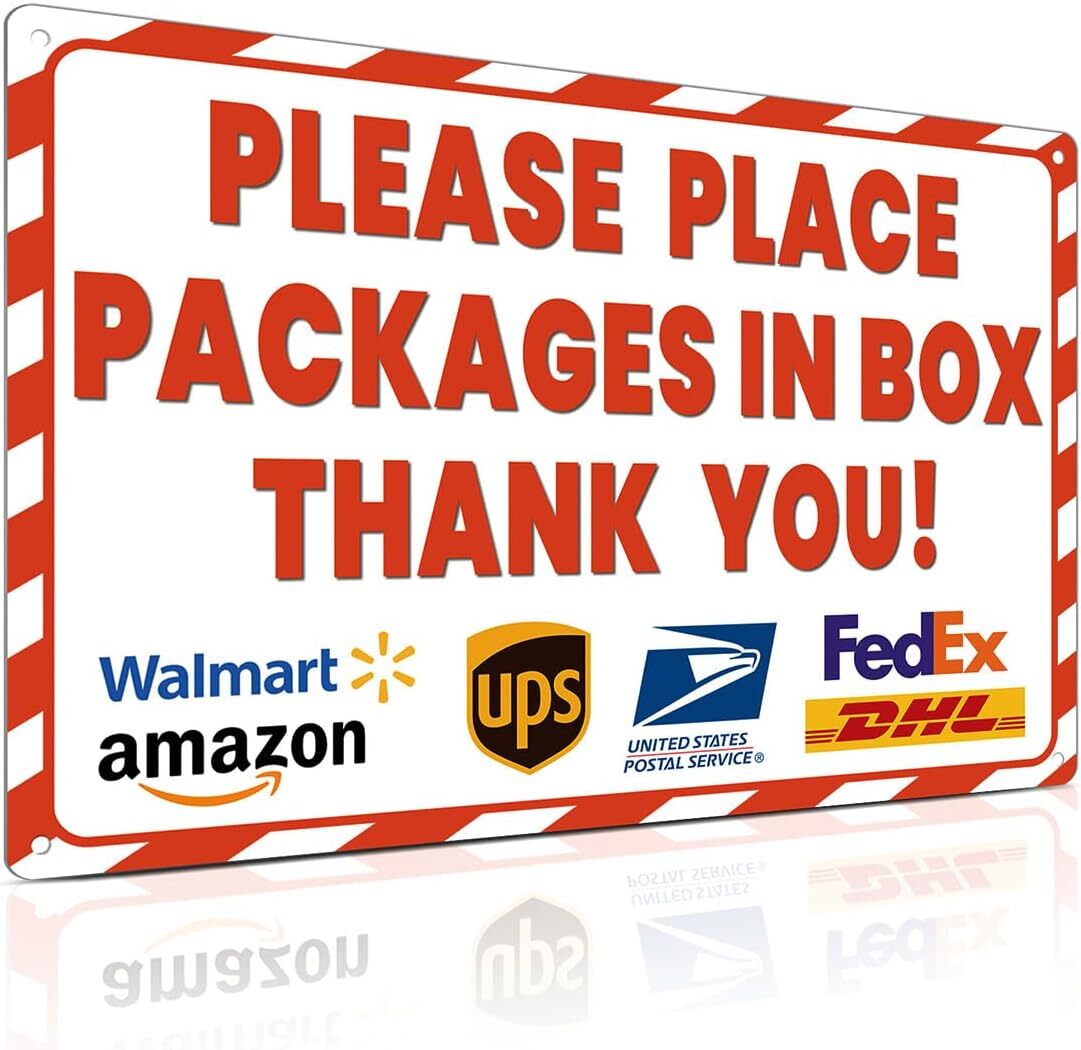 8×12 Inch Rust-Free Aluminum Package Delivery Sign for Outdoor Use – Please P…