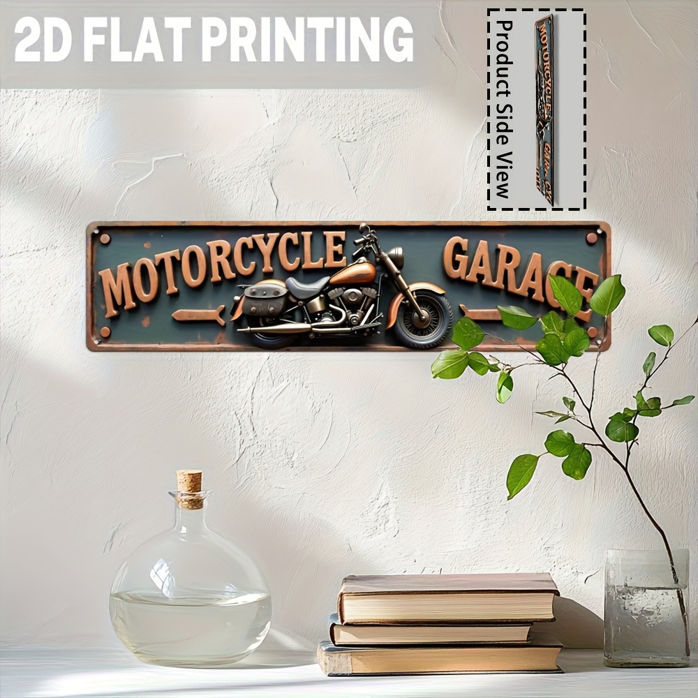 Metal Sign Vintage Motorcycle Garage Bike Graphic Rustic Biker Man Cave Decor