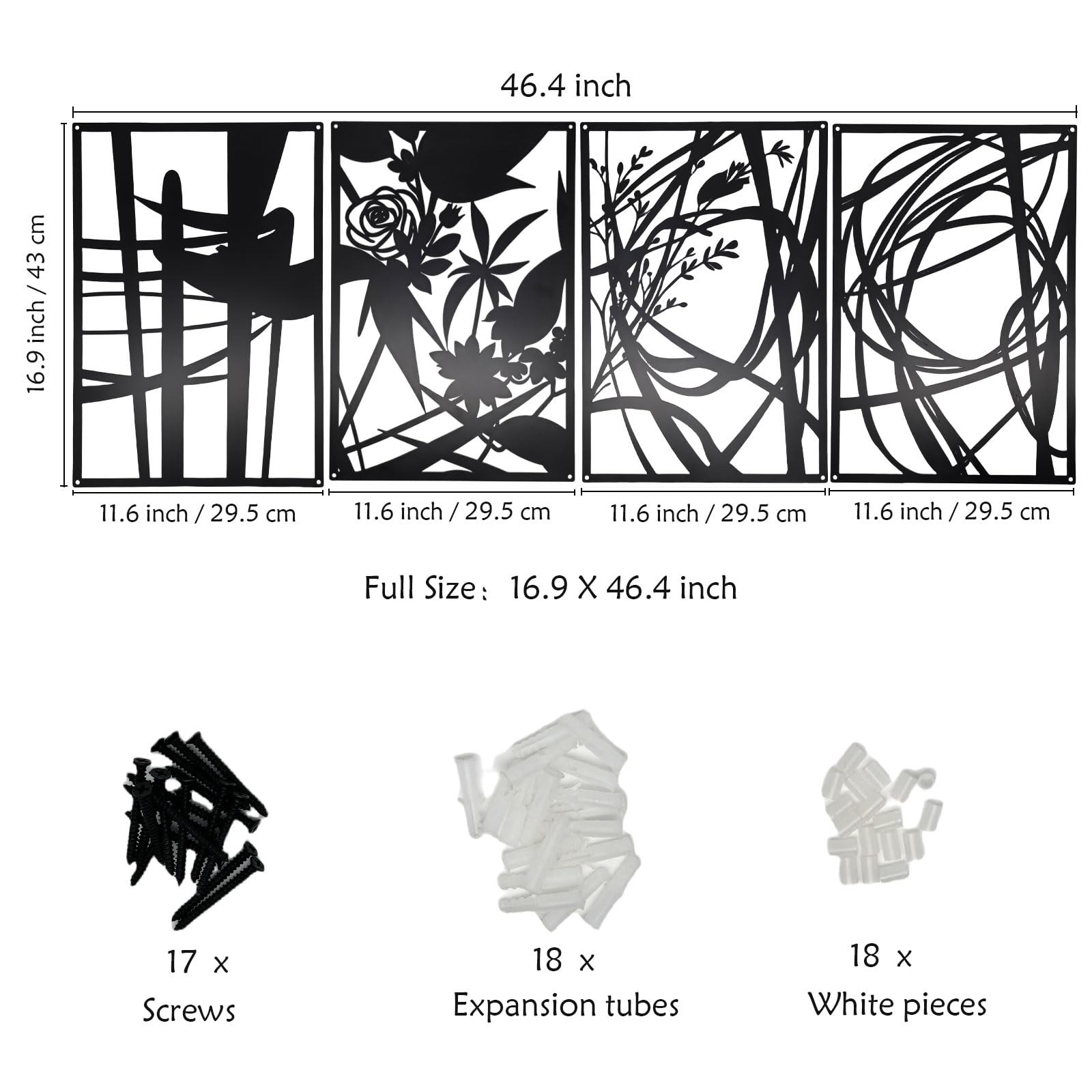 4 Pack 17×11.8 Black Abstract Wall Art, Minimalist Single Line Art Decor