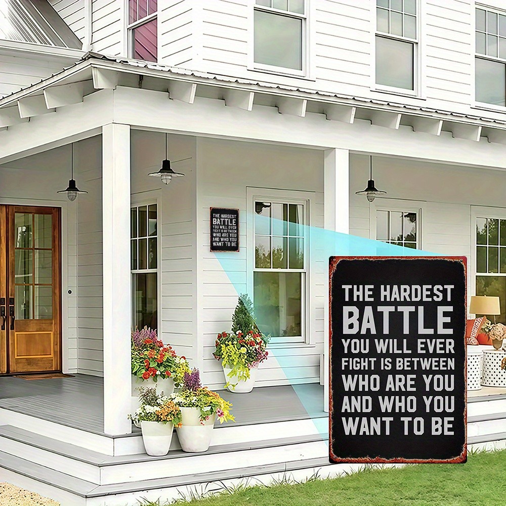 Vintage Metal Sign with Quote, Black Red, Rustic Decor