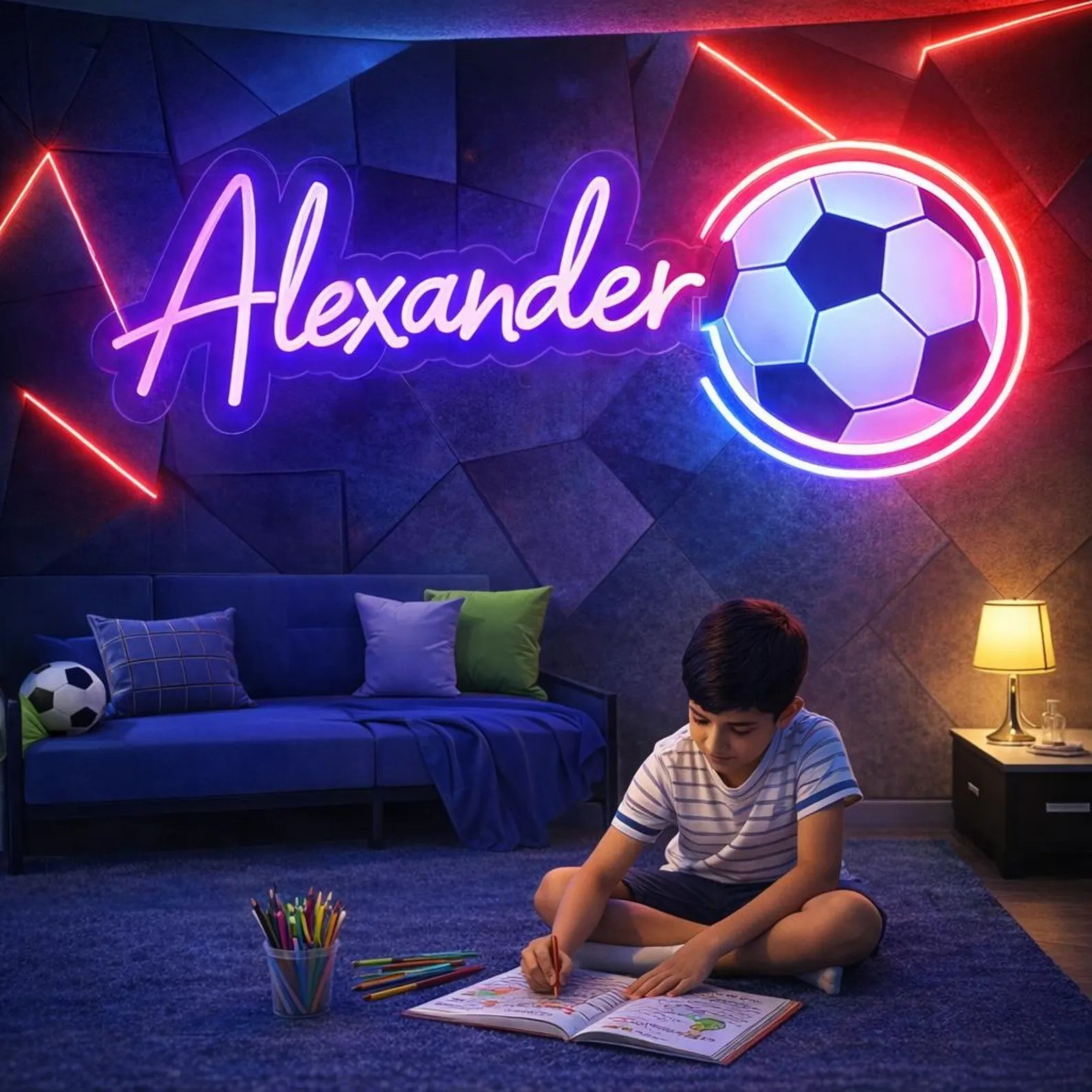 Custom Kids Football Name LED Neon Light Sign For Personalized Kids Room Decor