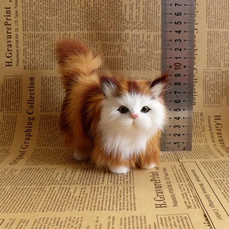 Cute Simulation Cat Plush Toys Soft Stuffed Kitten Model Fake Cat Realist Animal
