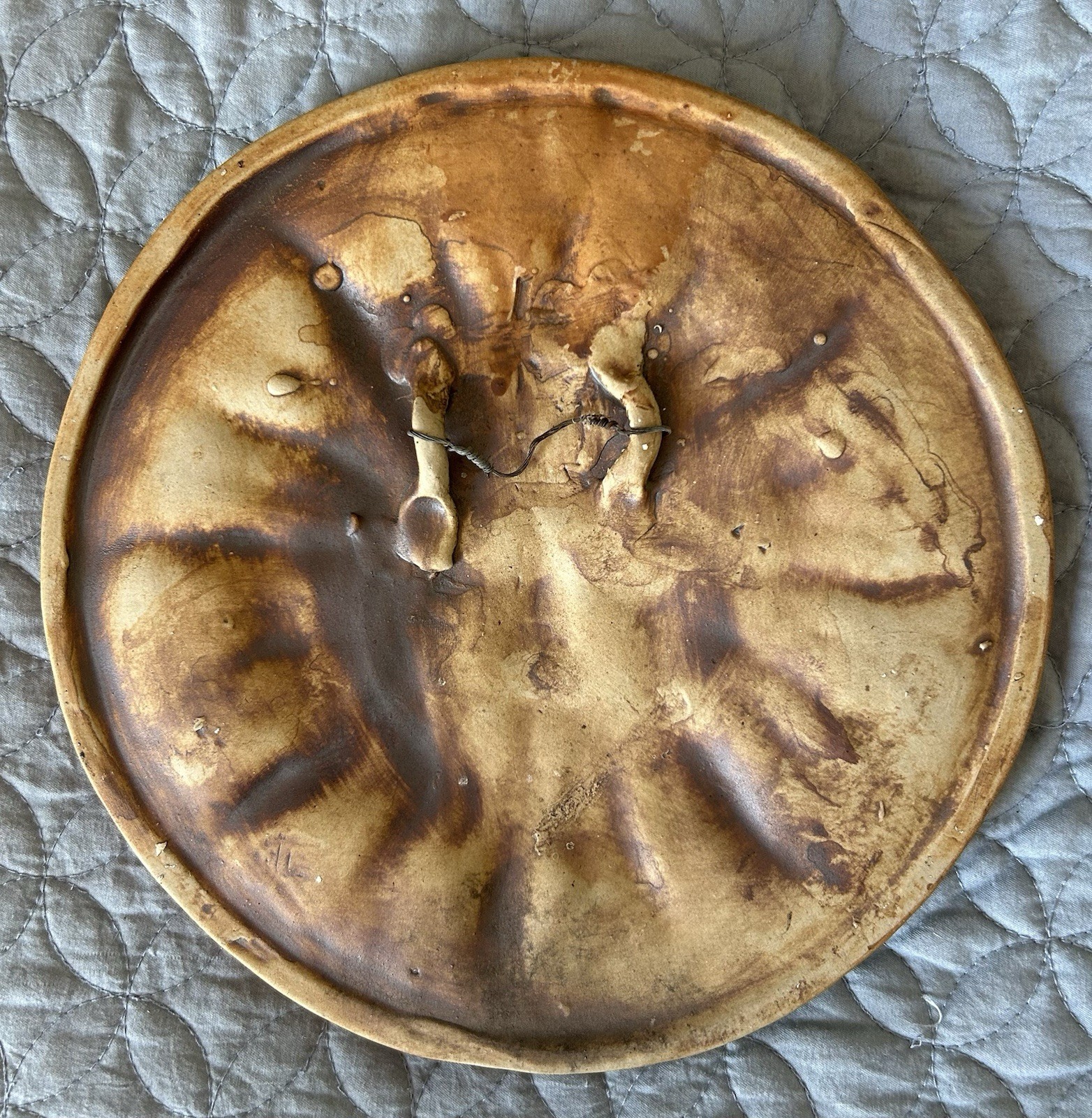 Celestial Sun Face Wall Art Studio Pottery Handmade 8.25” 1960-1980s