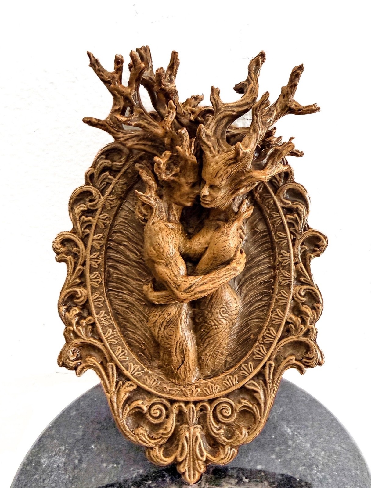 Amor Silvanus Dryads Wall Plaque Resin Tree Spirit Forest Couple Figurine Decor