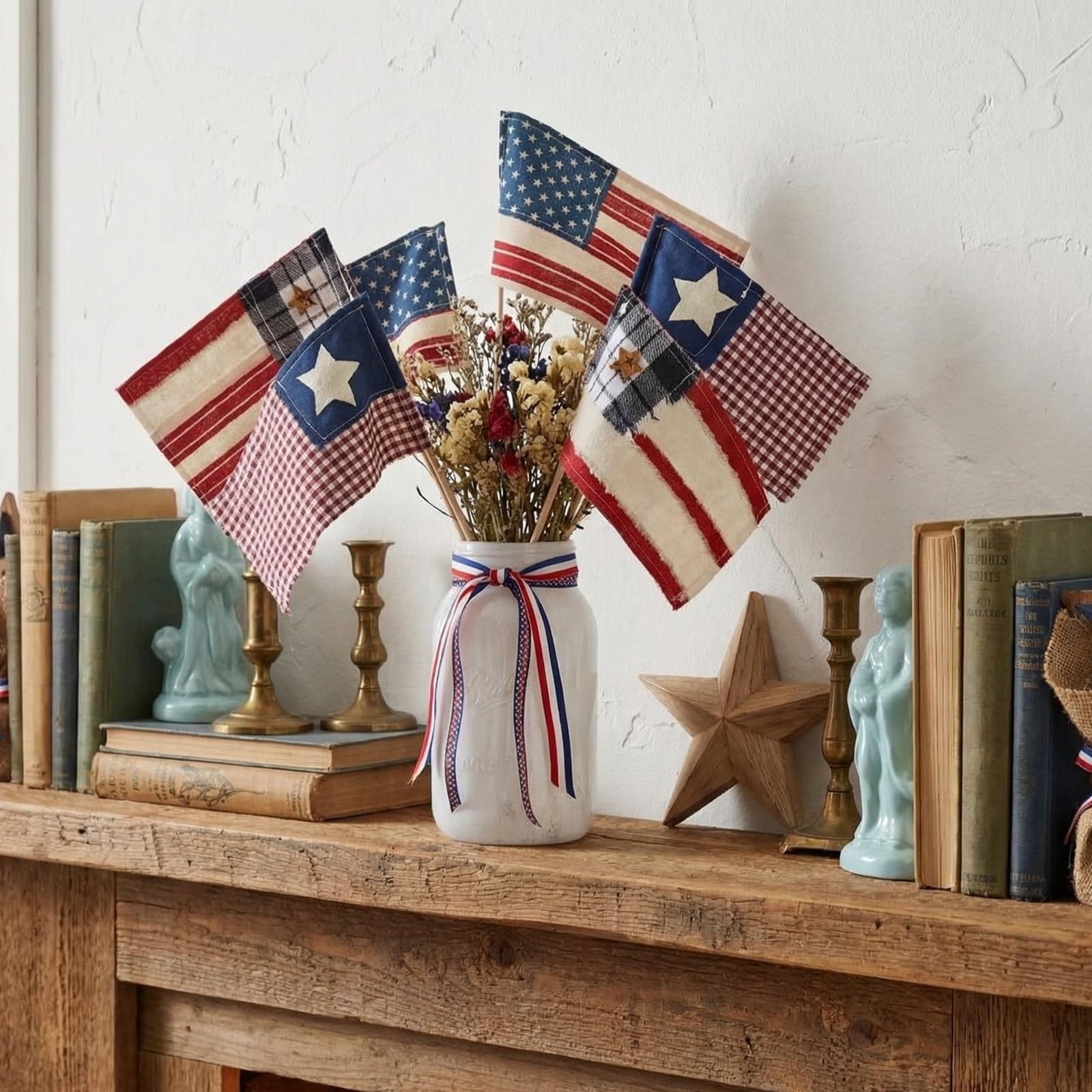 Chumia 6 Pcs 250th Anniversary Patriotic Vintage American Flag Square Decorat…