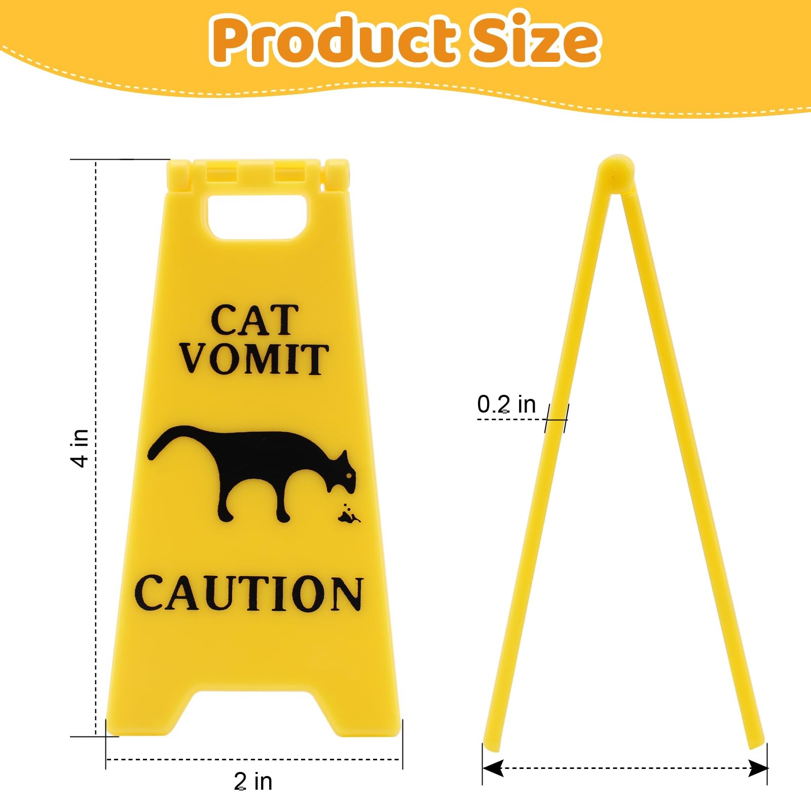 3Pcs Cat Vomit Caution Sign, 4 Inch DoubleSided Printed, Funny Cats Warning S…