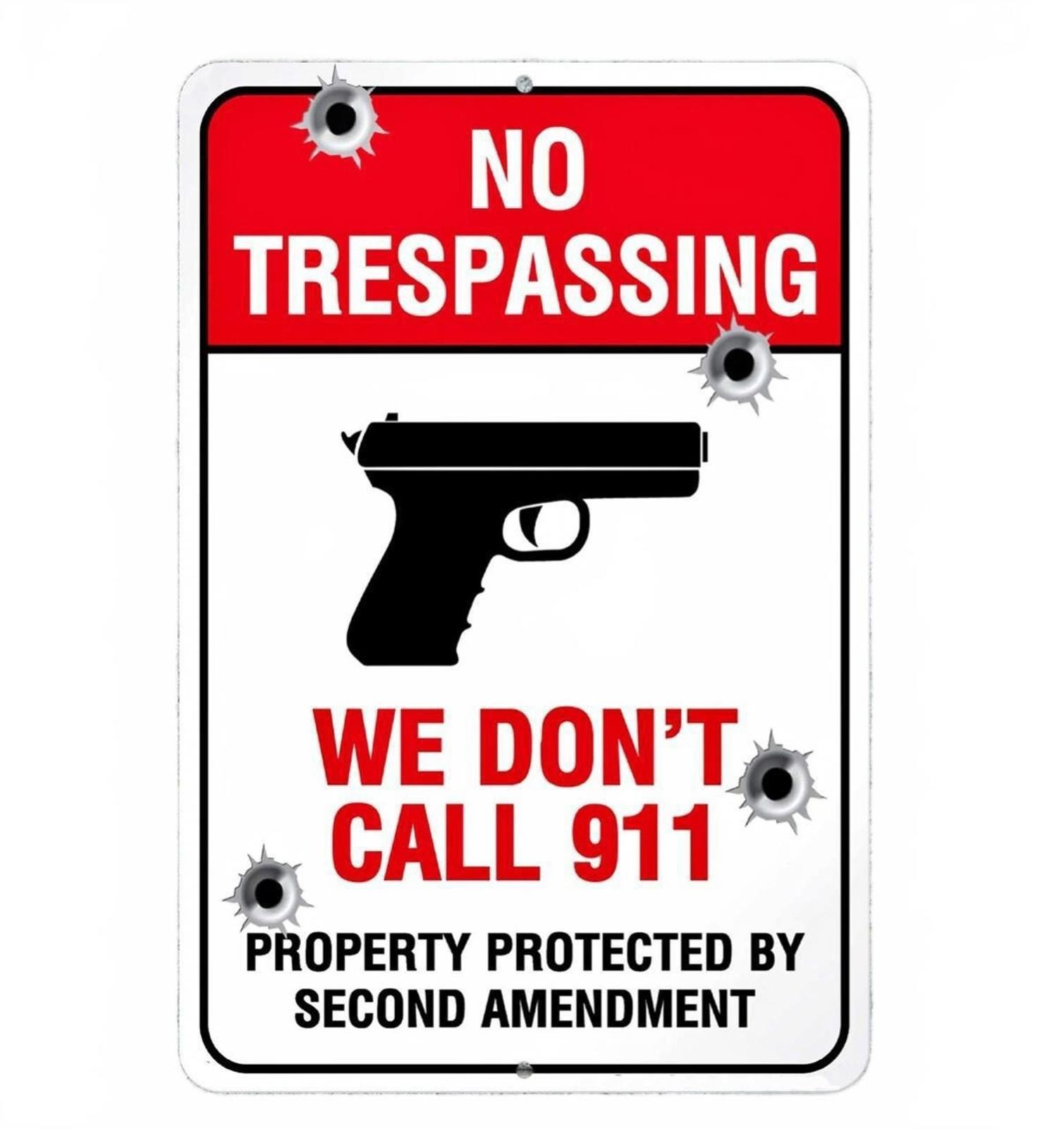 No Trespassing Sign BanginPrints Aluminum Metal 8×12 Warning Door Mounted