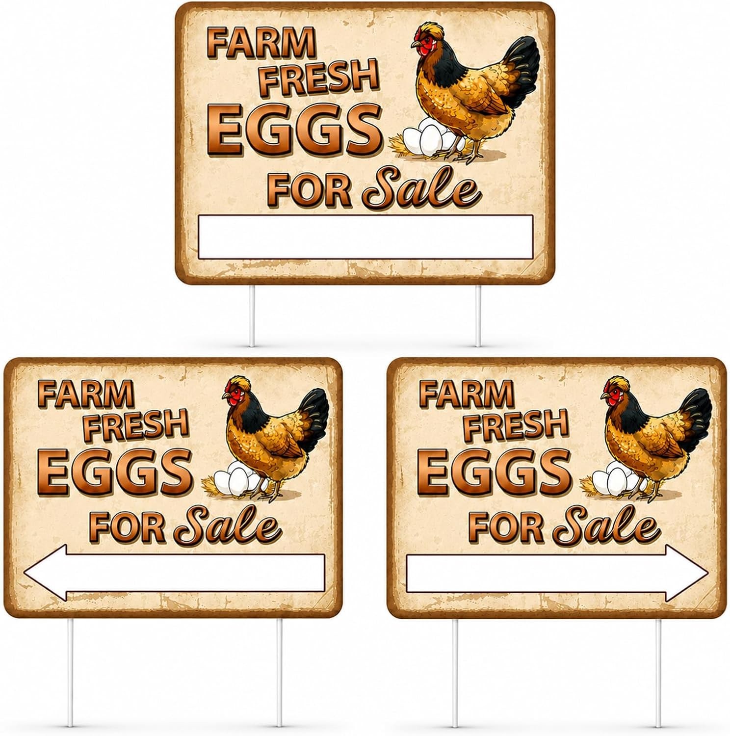 Eggs for Sale Sign – 3 Pack Double-Sided Corrugated Plastic