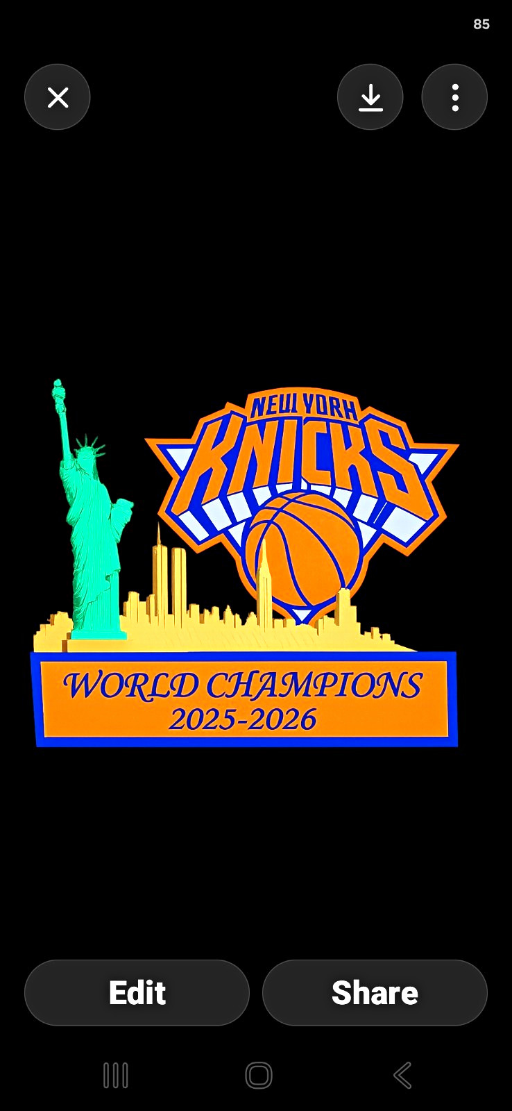 New York Knicks World Champions 2025-2026 Acrylic 3D Effect Display Plaque