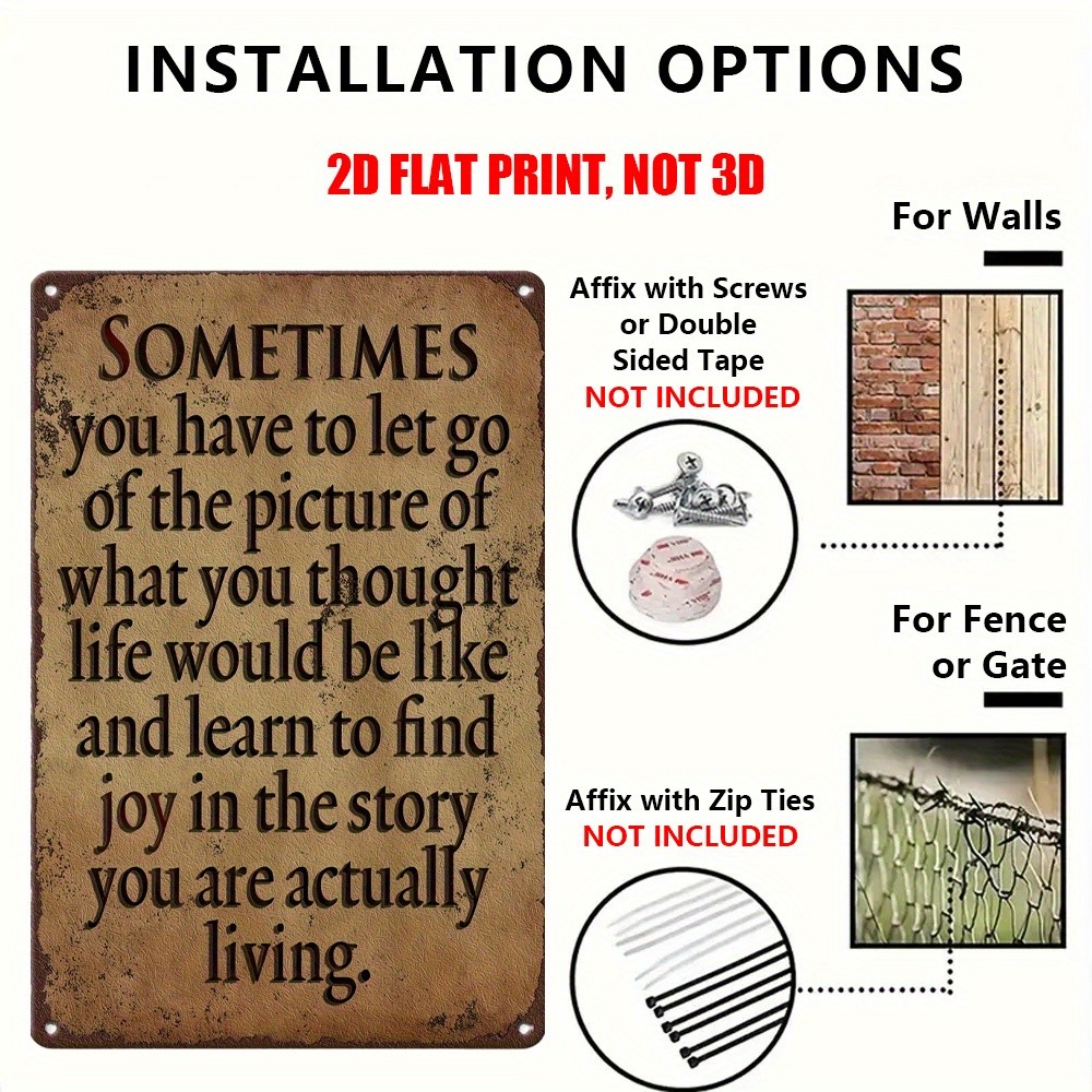 Vintage Metal Sign Inspirational Quote Rustic Home Garden Farmhouse Wall Decor