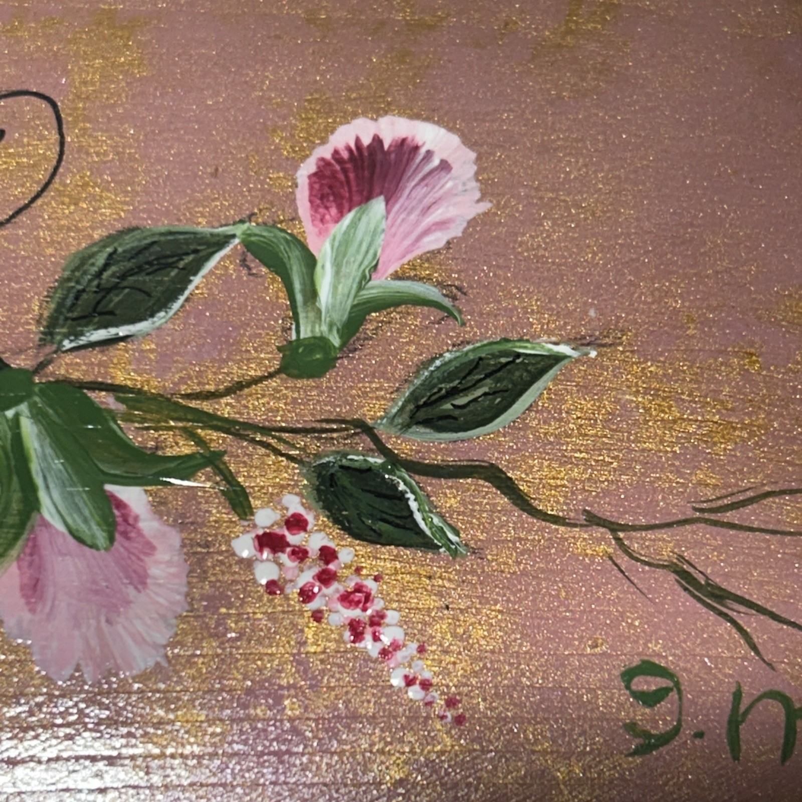 VTG Will 29.5 X 4.5 Inch Hand Painted Floral Wall Art Piece Of Wood Signed