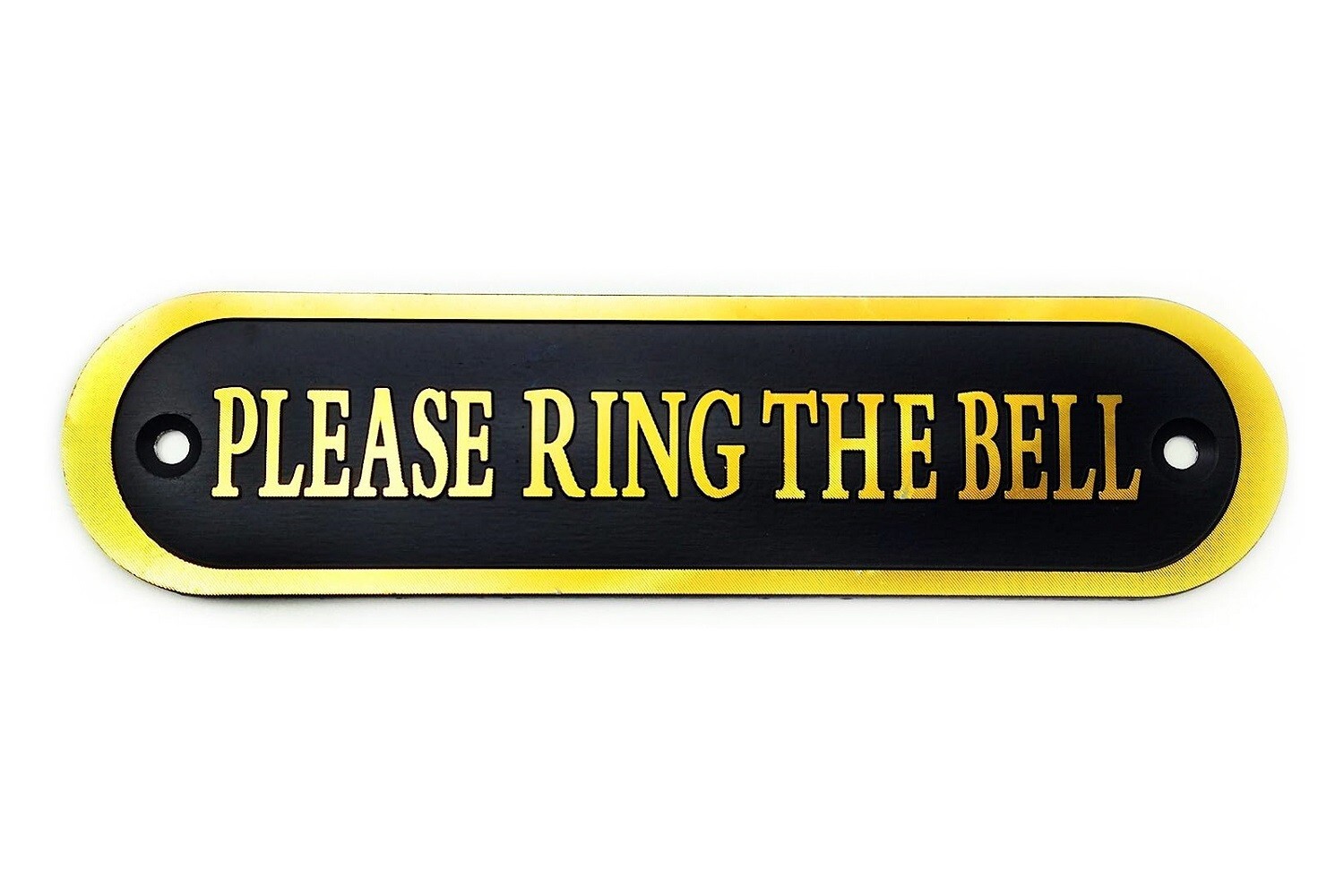 Please Ring the Bell Aluminum Doorbell Sign Black and Golden 5.5×1.4 inch