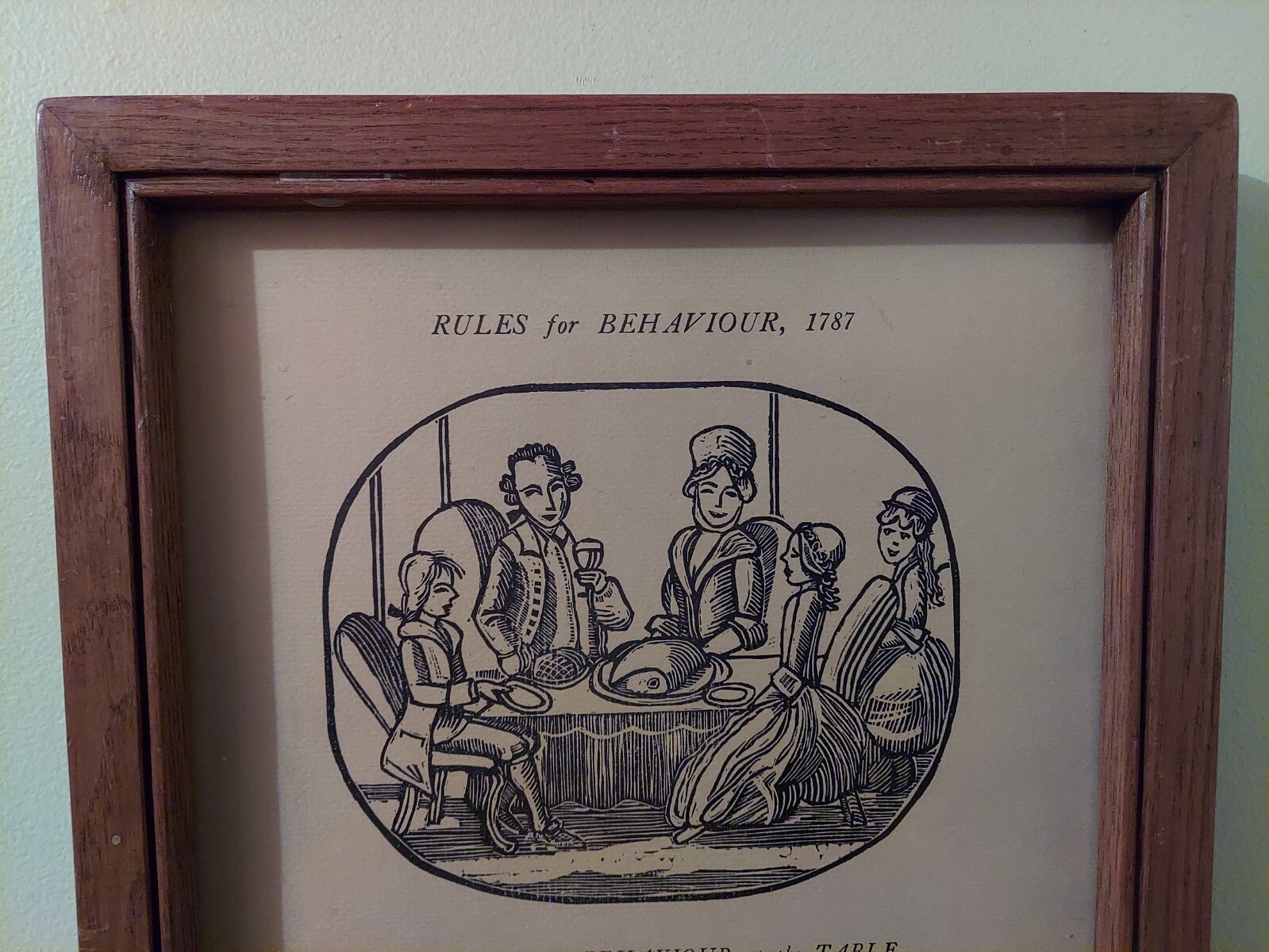 CHILDREN’S RULES FOR BEHAVIOR AT TABLE, 1787 FRAMED PICTURE, KITCHEN, RESTAURANT