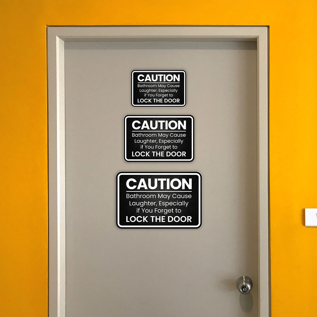 Classic Framed Plus Caution: Bathroom May Cause Laughter, Wall or Door Sign