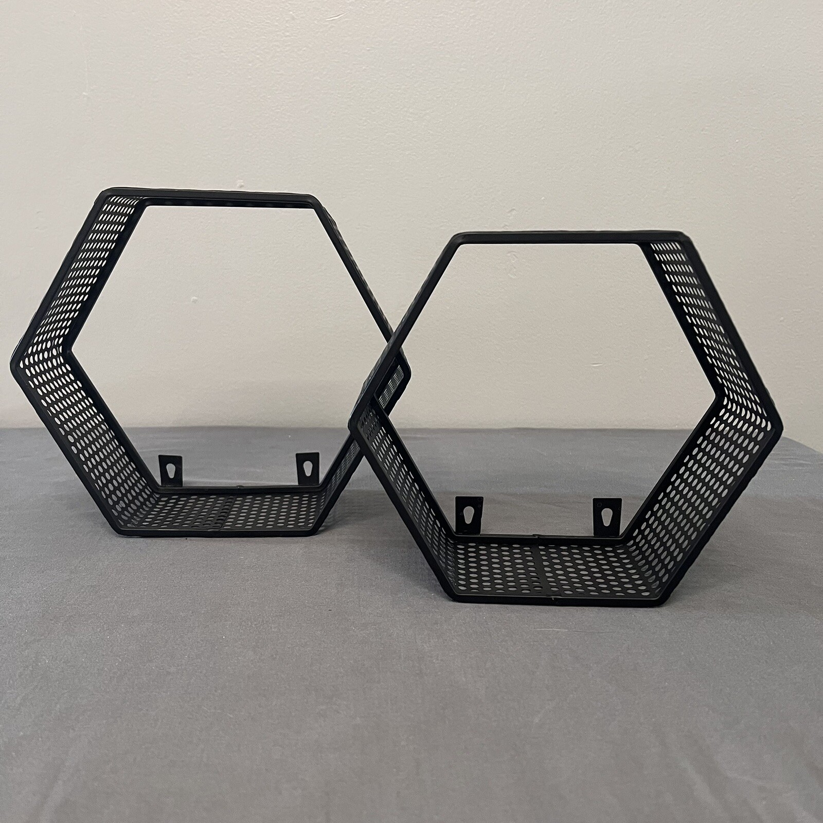 Metal Hexagon Shape Wall Decor Black 9.5×9” & 8.5×8”