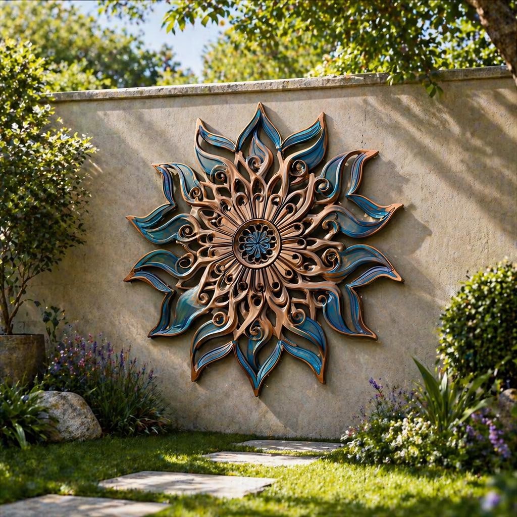 Metal Sun Wall Art Outdoor, Large Garden Sun Decoration, Patio Wall Sculpture