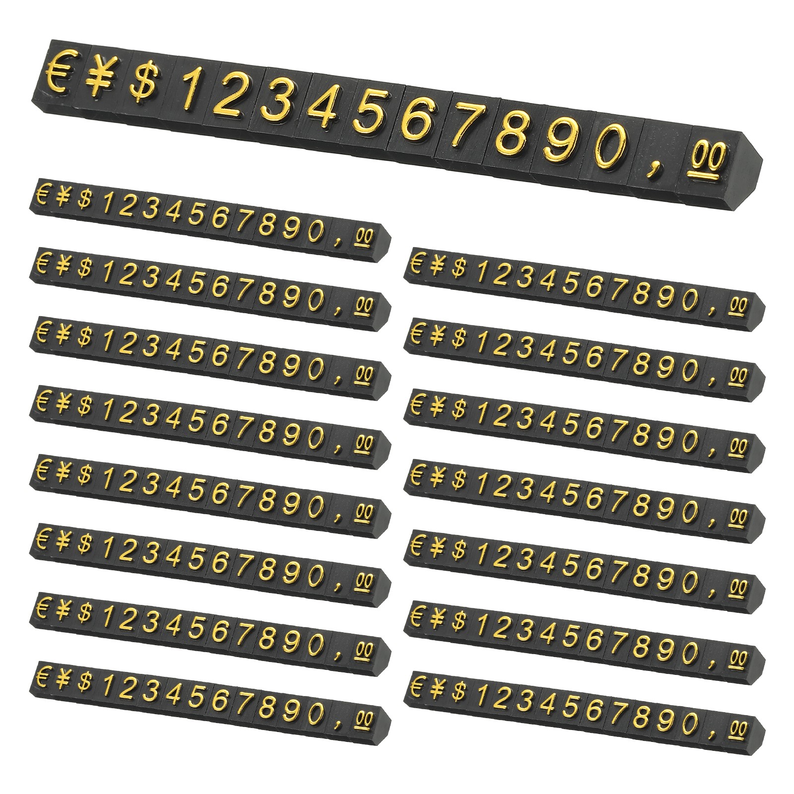 15 Set Price Display Cube, Adjustable Price Tag Stand,(Black/Gold, L)
