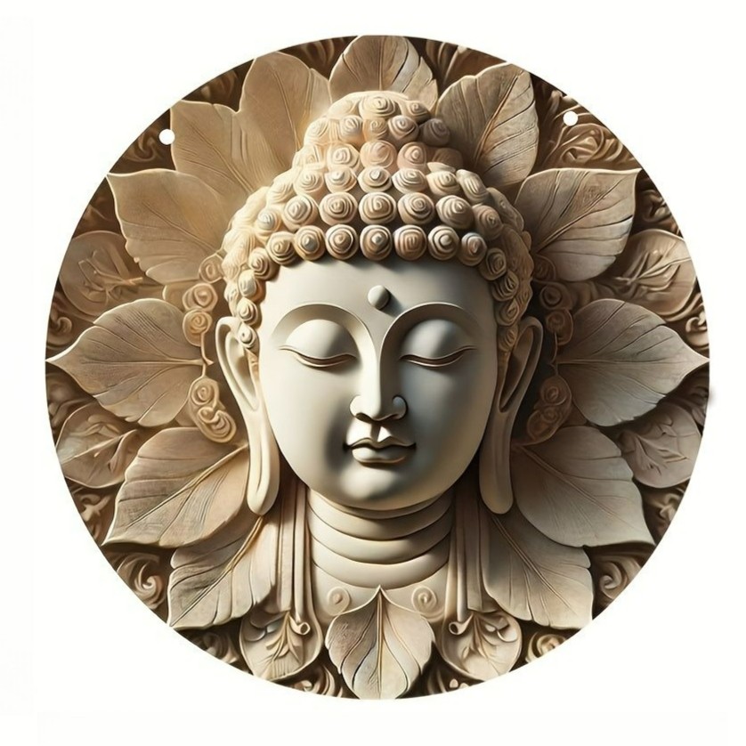 Buddha Zen Floral Metal Sign Round Meditation Yoga Wall Hanging Decoration Gift