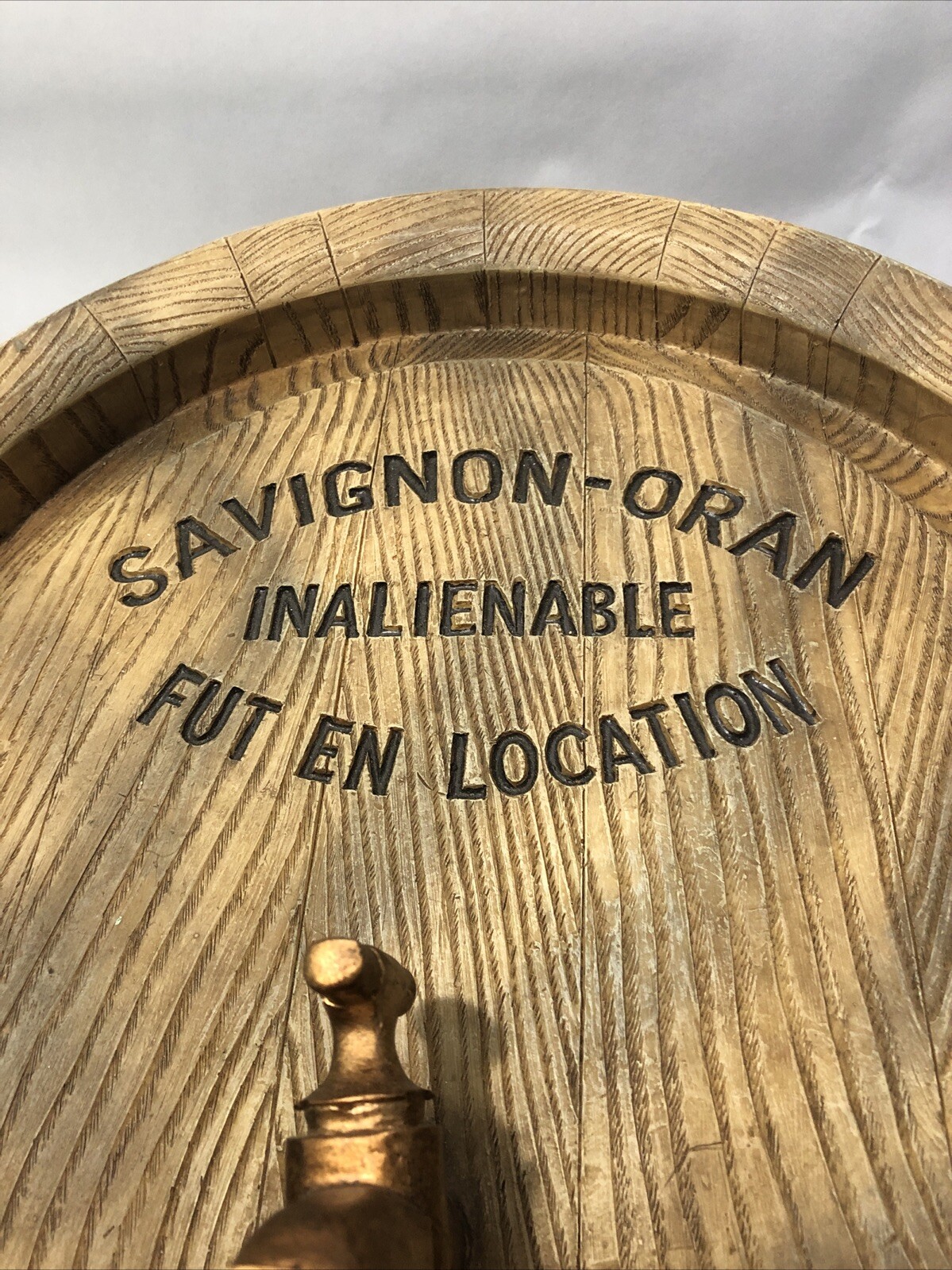 Wall Decor Wood Wine Barrel Head-Large 17.5”x9” W/ Spout French Sauvignon-Oran