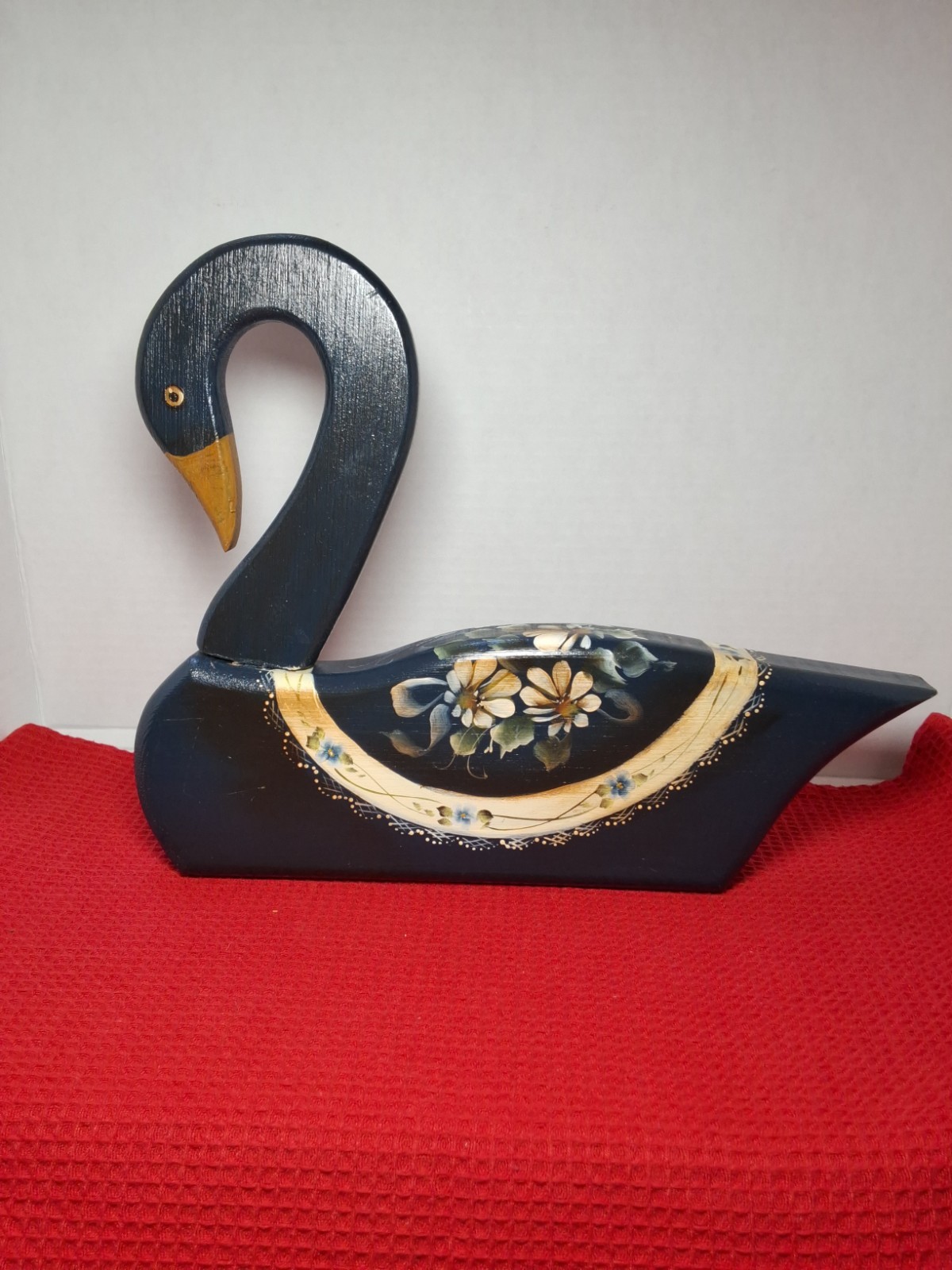 Free Standing Handpainted Wooden Goose Floral Country Cottage Decor