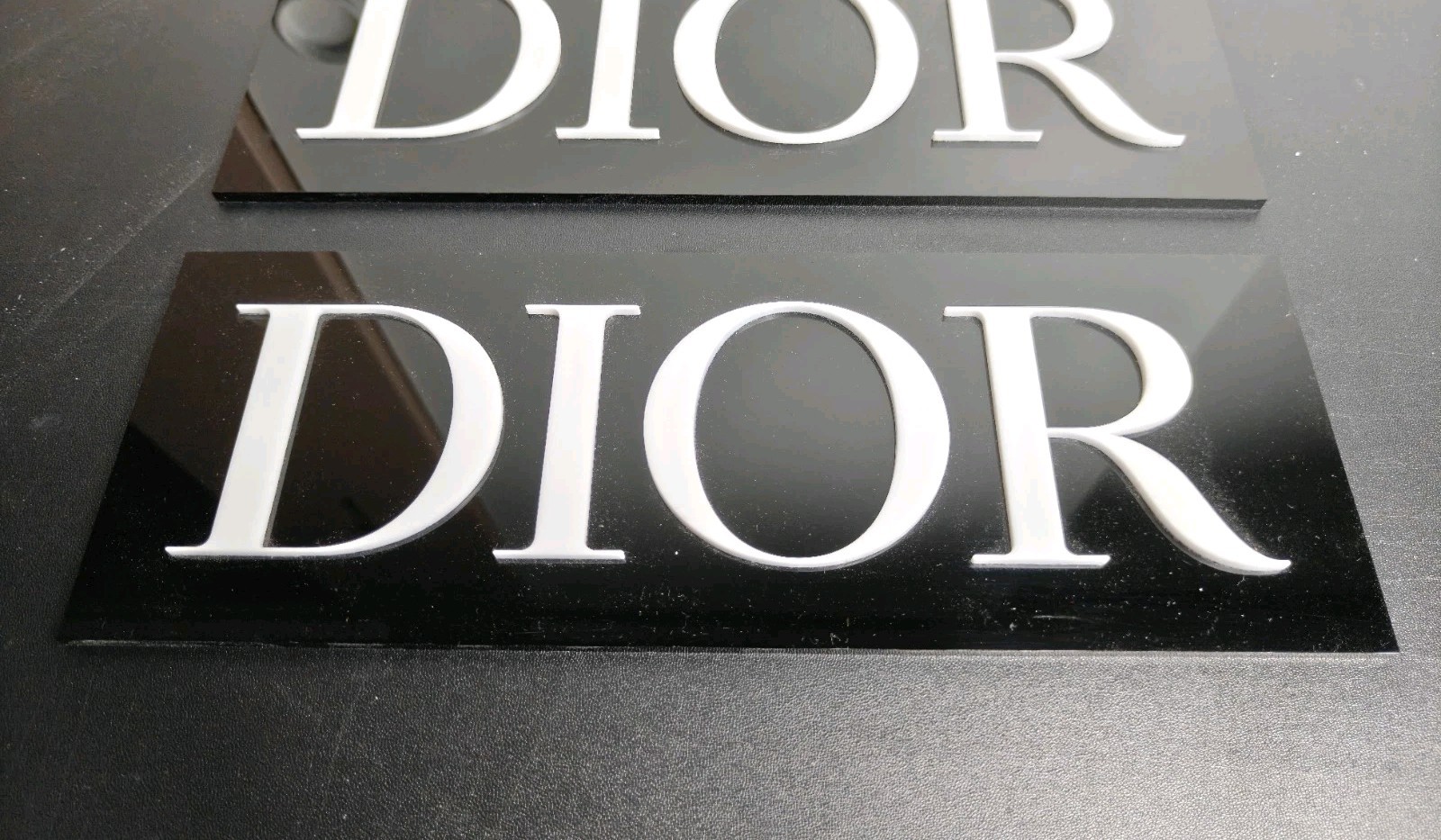 Dior Sign Plaque Art Rare Quality Decor Plastic/Acrylic – 11″ x 4″ in. Set of 2