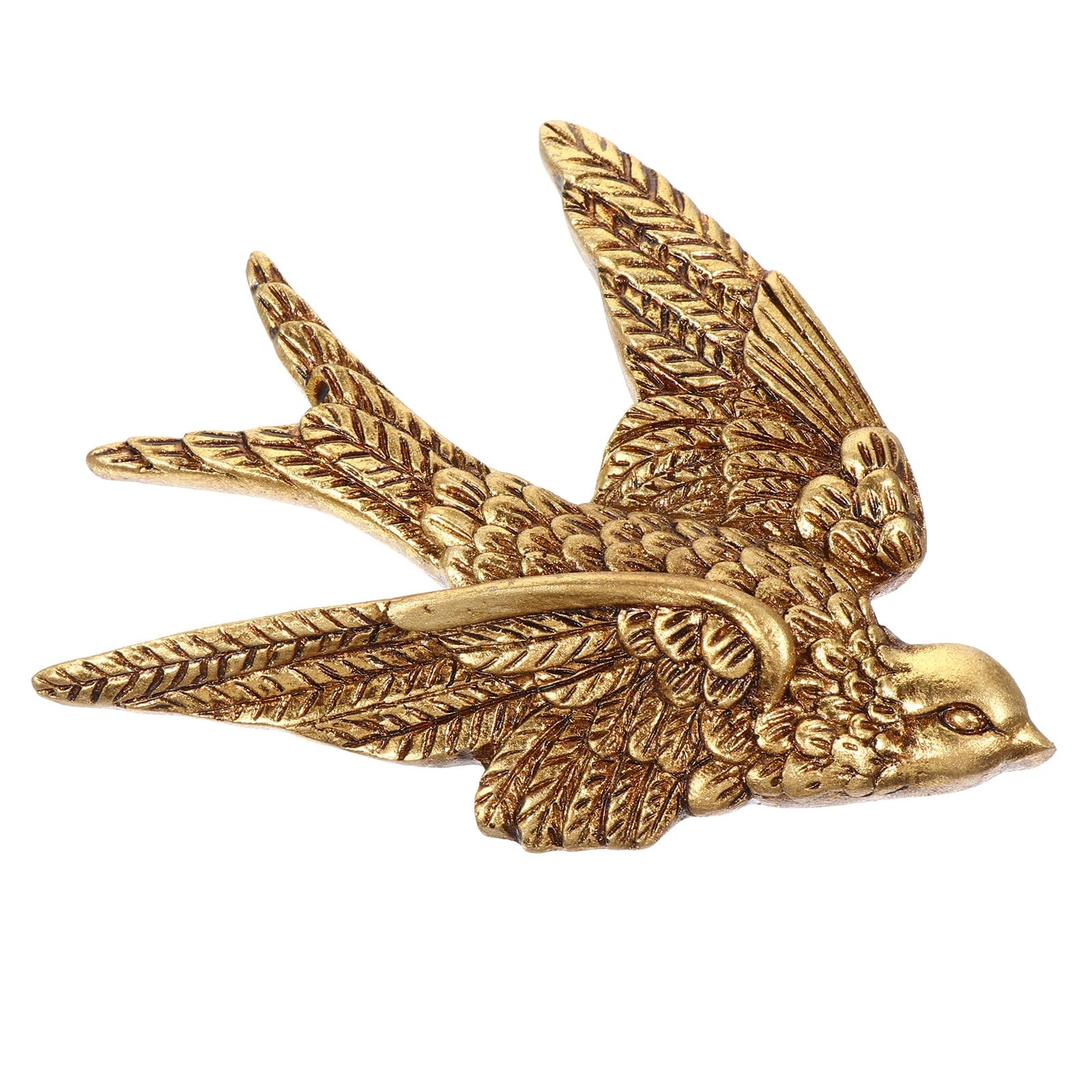 Gold Bird Wall Decor, 3D Resin Swallow Sculpture 4.7 x 3.5 in, Vintage Bird W…