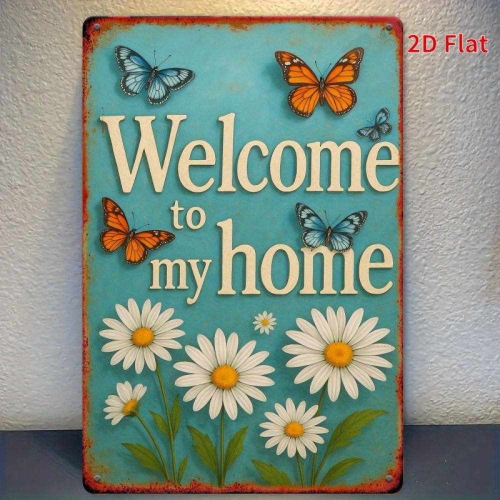 “Welcome to My Home” Themed Square Wall Sign — 7.8 x 11.8 Inches