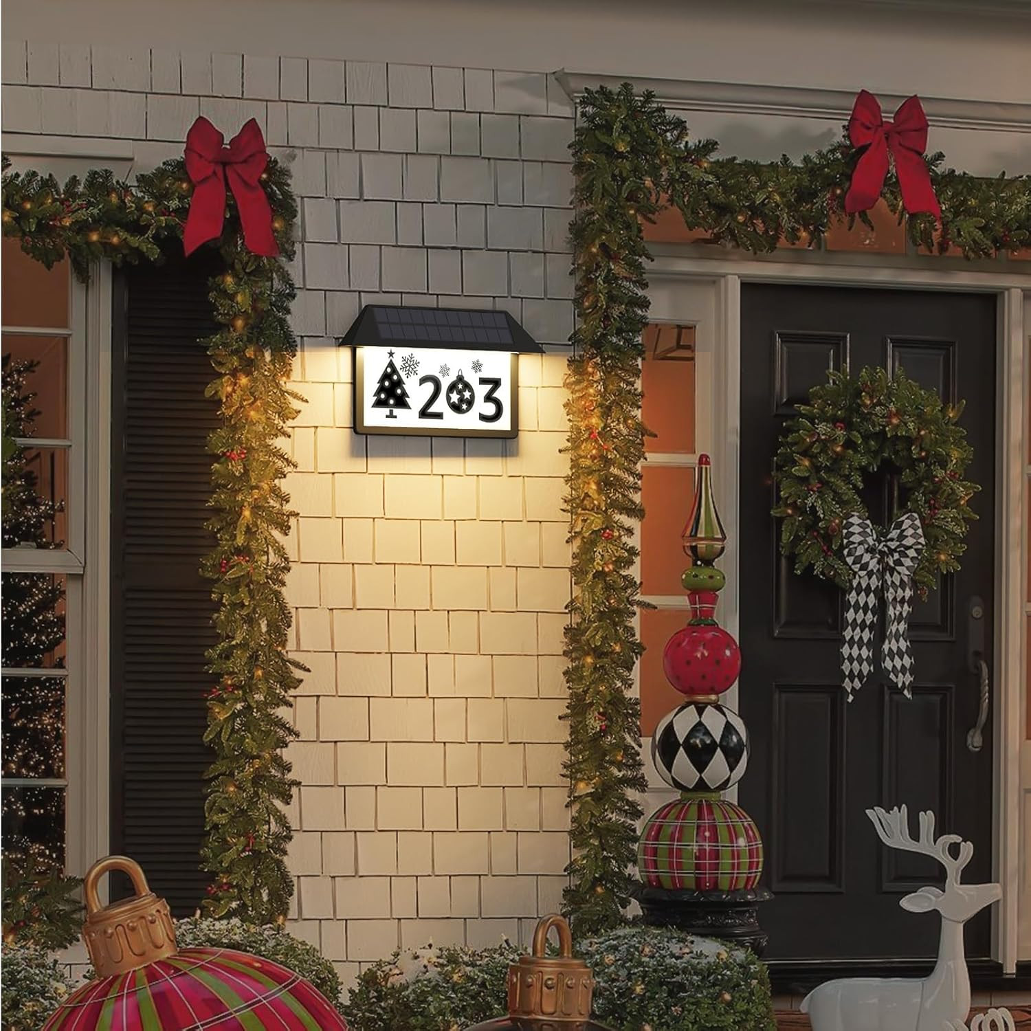 Solar LED Address Sign Waterproof Outdoor Lighted House Number