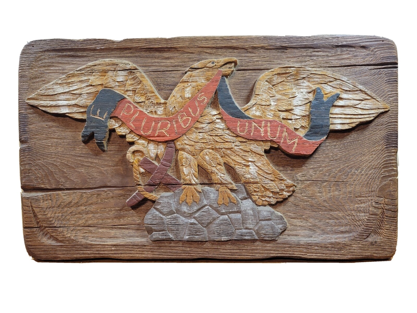 Handmade UNITED STATES MOTTO Sign – Faux Wood Look (See Details), Preowned