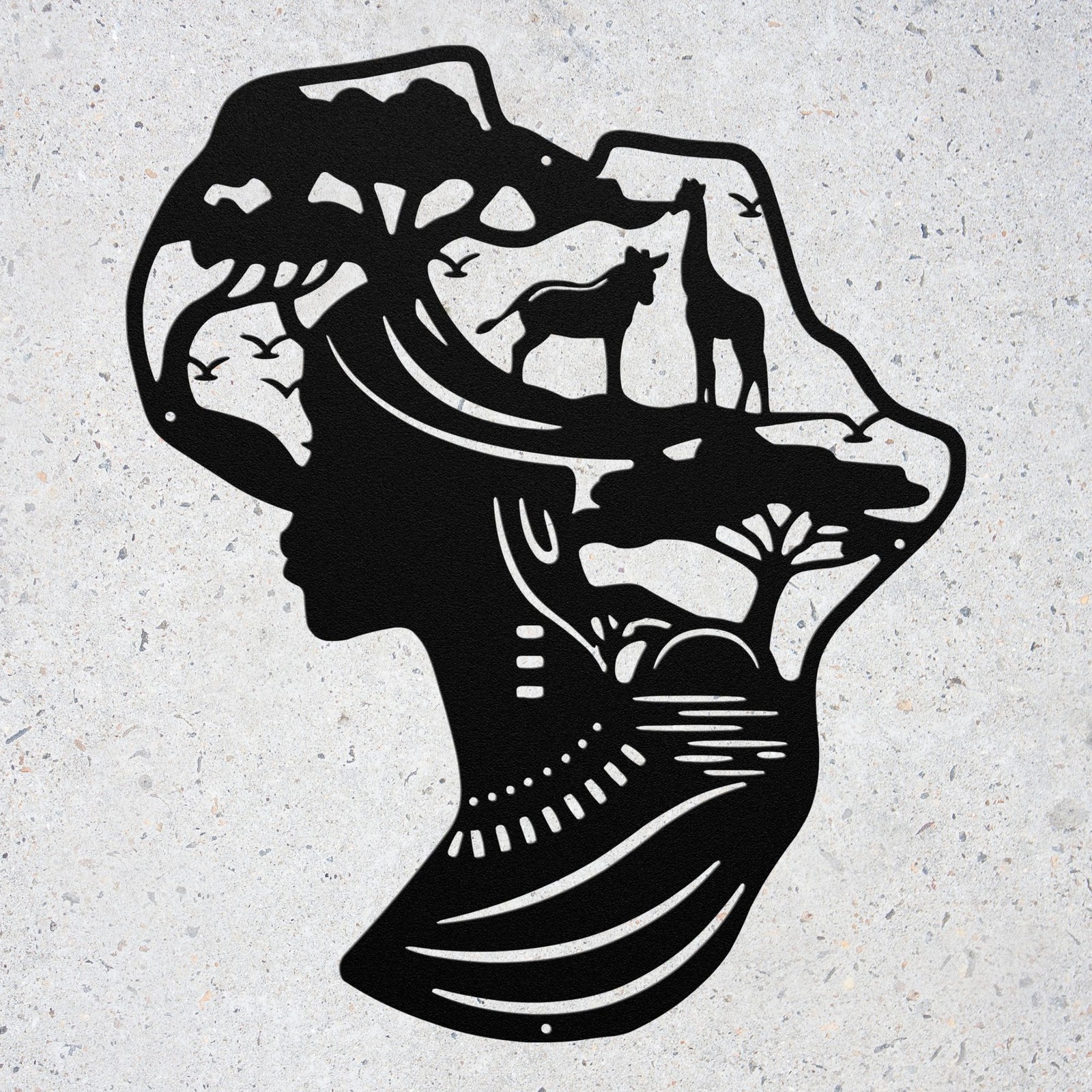 Africa Map Metal Sign African Woman Home Decor Art Safari Life Decoration