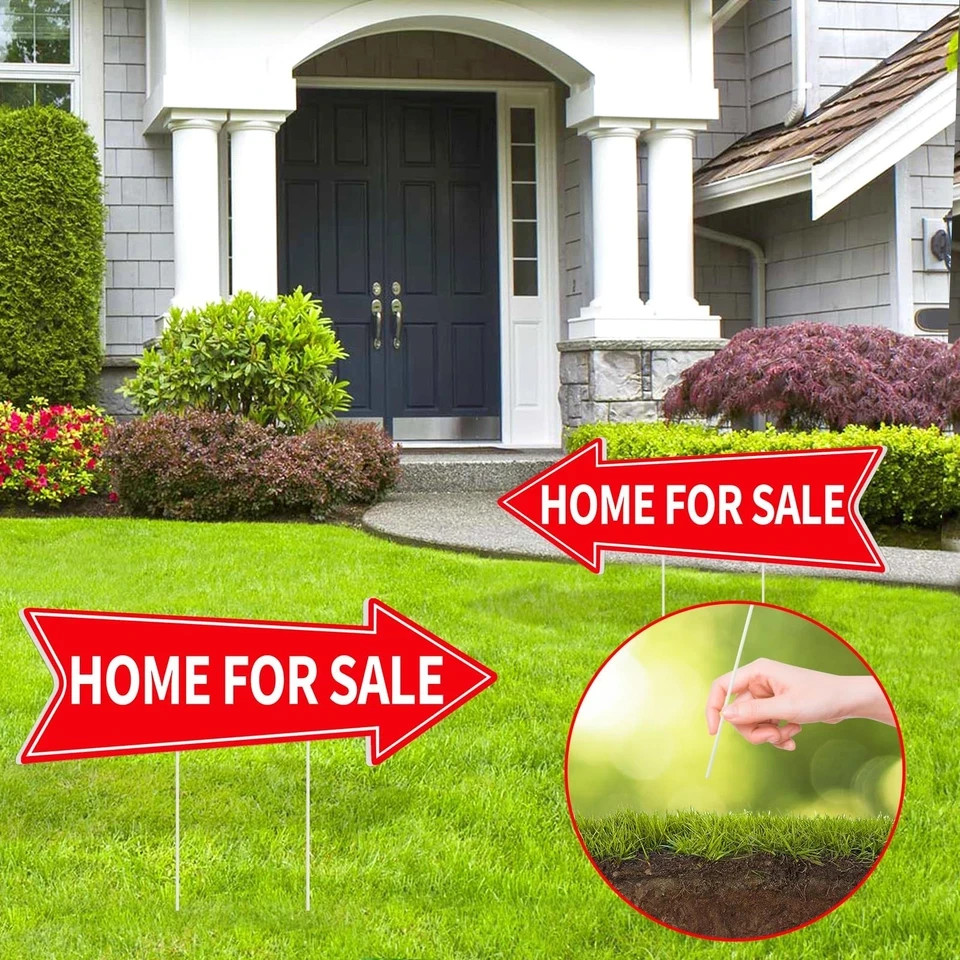 6PCS Home for Sale Signs With Stakes – Red Directional Arrow Double Sided 16 …