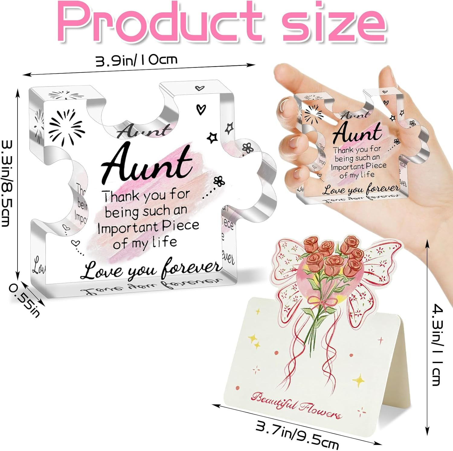 Aunt Gifts from Niece – Engraved Aunt Birthday Acrylic Puzzle Plaque- Shaped Pla