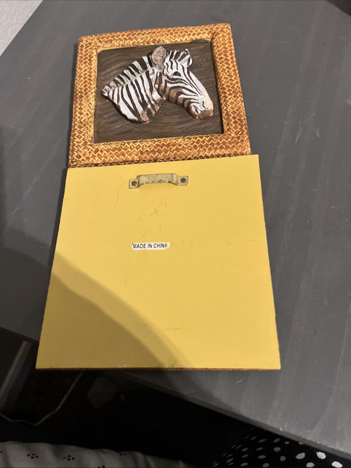 Vintage Zebra & Tiger Ceramic Decorative Plaque Wall Art 3D 5×5