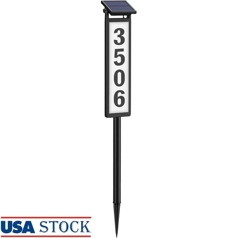 Solar Address Sign Waterproof LED Number Light Outdoor Display Night Visibility