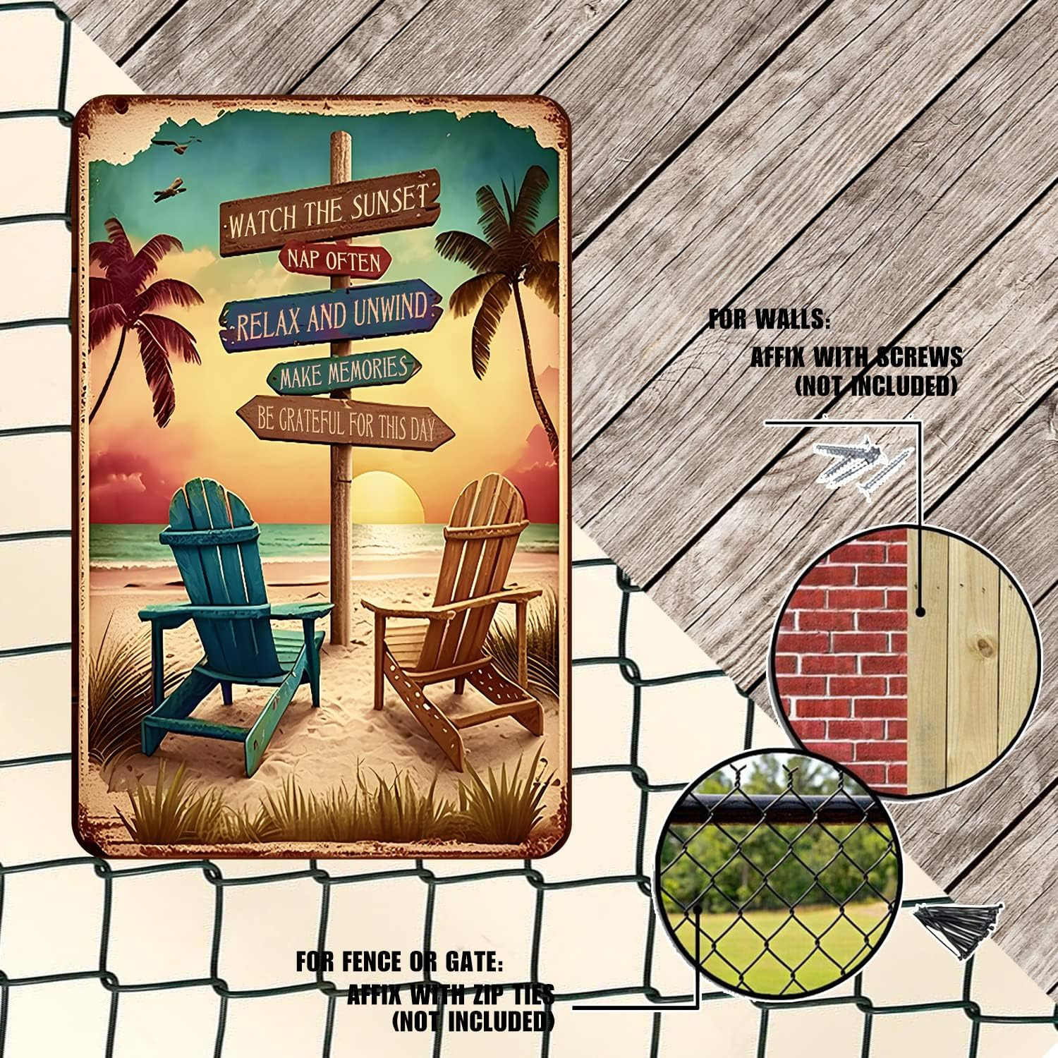 Retro Tin Signs Beach Room Decor Vintage Beachy Bedroom Surfboard Wall Decor 12X