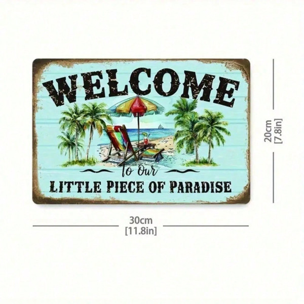 Retro Tin Sign Weatherproof Patio & Beach House Decor Coastal Wall Art