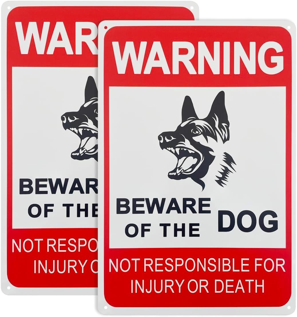 Beware of Dog Sign, 2-Pack 12*8 Inches Rust Free Aluminum, Reflective,