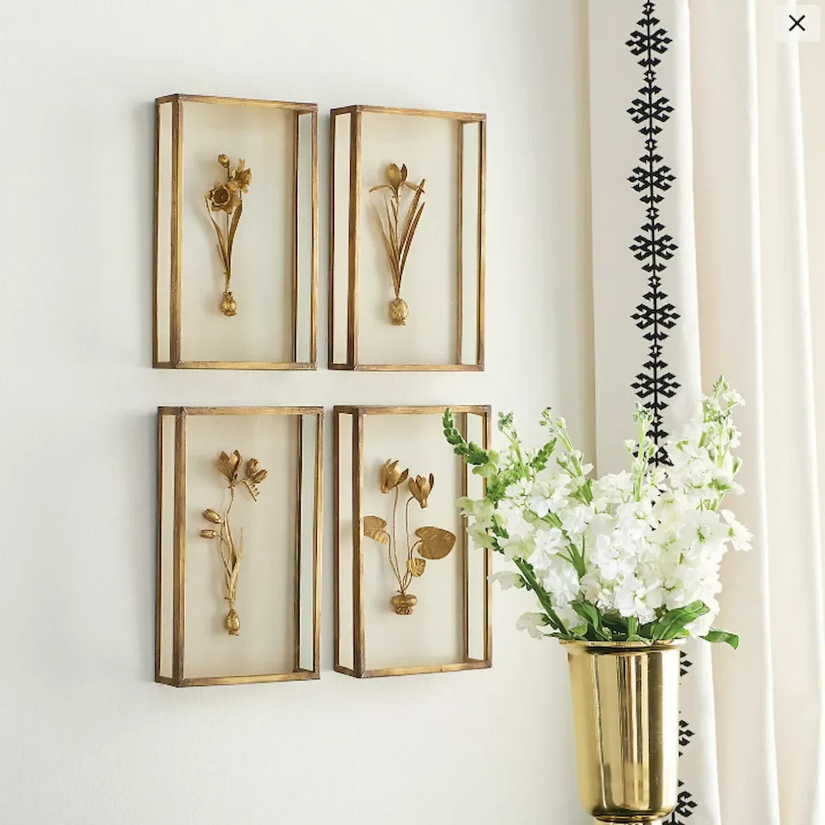 Ballard Designs Fleur de Tole Gold Wall Decor, Set of 4 – No Import Fees