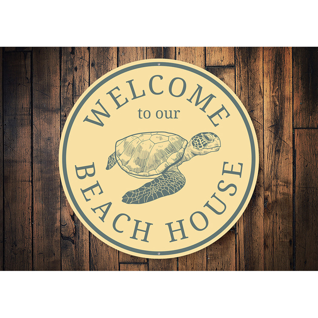 Welcome to Our Beach House, Turtle Marine Sea Life, Scuba Diving Aluminum Sign