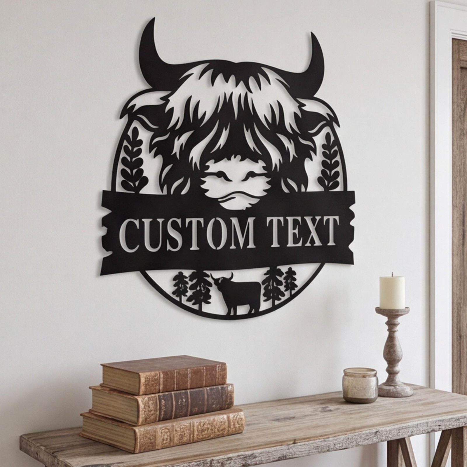 Custom Highland Cow Metal Sign, Highland Cow Metal Wall Art , Personalized Farm