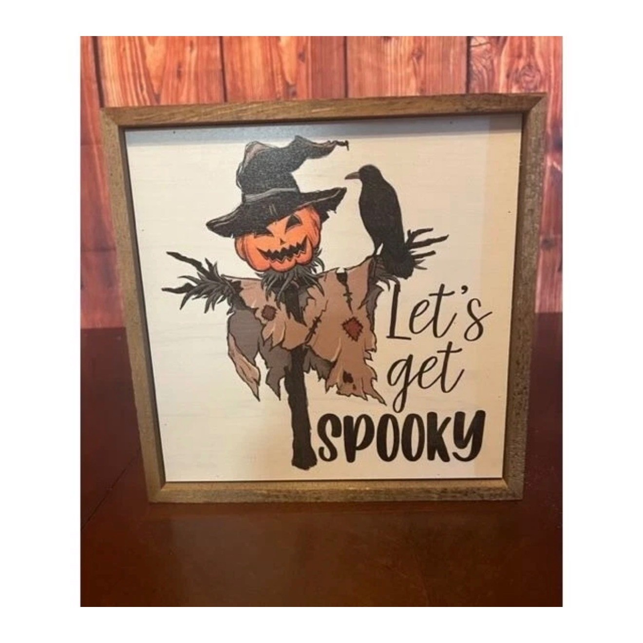 Driftless Studios Halloween Wood Box Sign Lets Get Spooky Scarecrow Pumpkin 10in