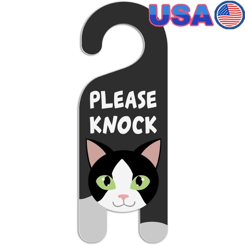 Durable Plastic Door Sign Please Knock Indoor Outdoor Universal Size Mount New